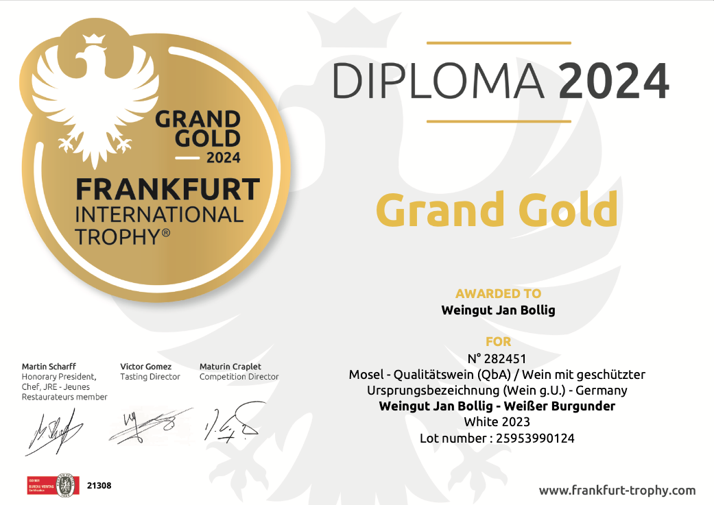 Ausgezeichnet mit Großem Gold! - Unser 2023er Weißer Burgunder ab jetzt bestellbar!
